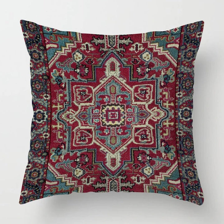 Boho living room accent pillow cover styled on a neutral sofa to enhance home aesthetics.