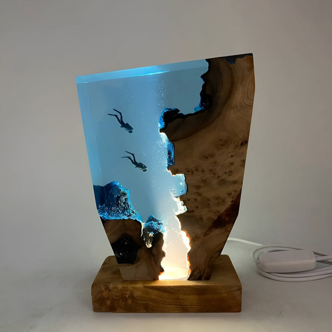 Coastal themed LED table lamp and night light for relaxing bedroom decor