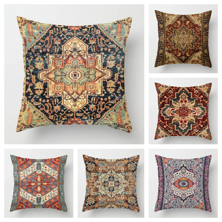 Complete view of the Moroccan cushion cover accentuating its cozy texture and boho style.