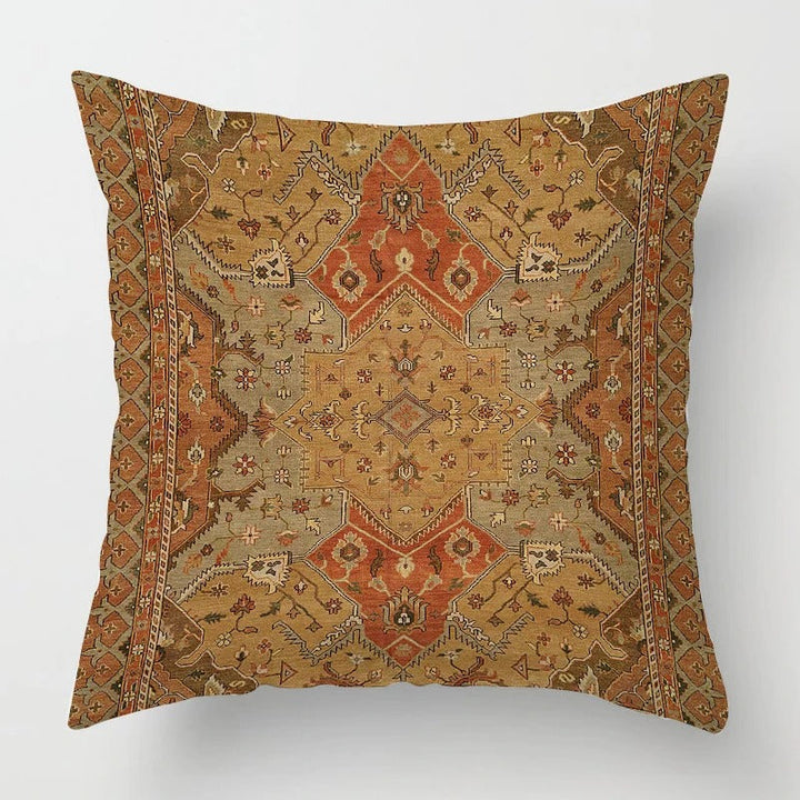 Soft throw pillow cover with traditional Moroccan patterns adding warmth to interior decor.
