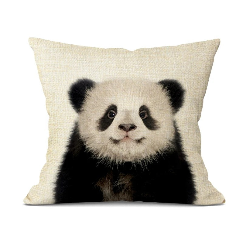 Animal decor pillow case styled on a modern sofa for interior styling