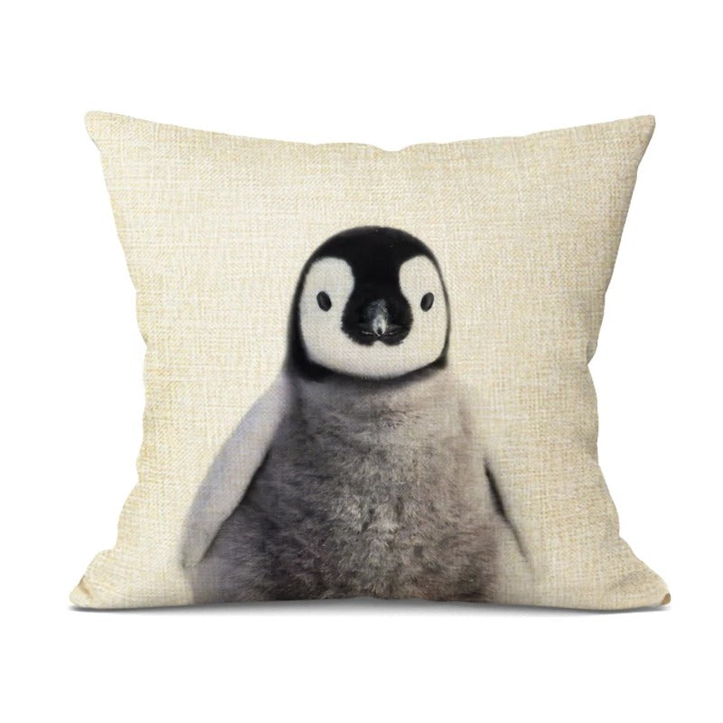 Playful animal cushion cover folded neatly to show material quality