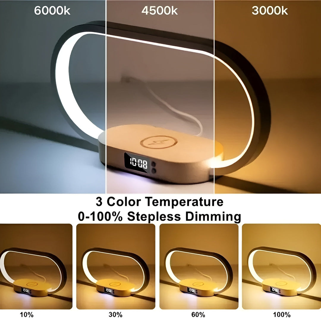 Demonstration of adjustable color temperatures and dimming levels on the lamp