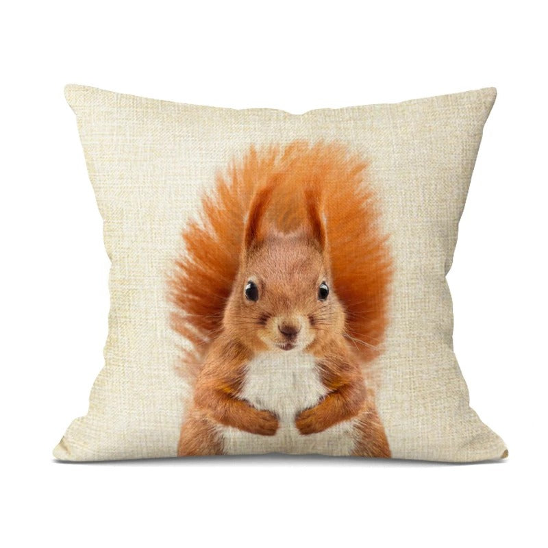 Living room accent cushion cover showcasing colorful wildlife artwork