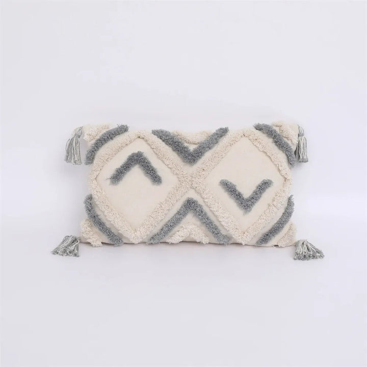 Chic Moroccan pillow cover with plush tufted elements