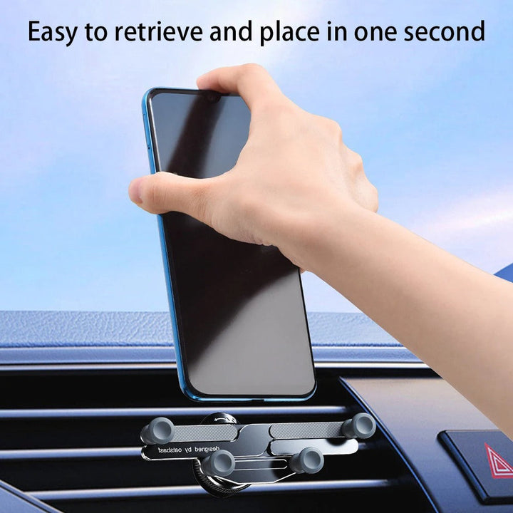 Universal car phone mount installed on an air vent for handsfree driving