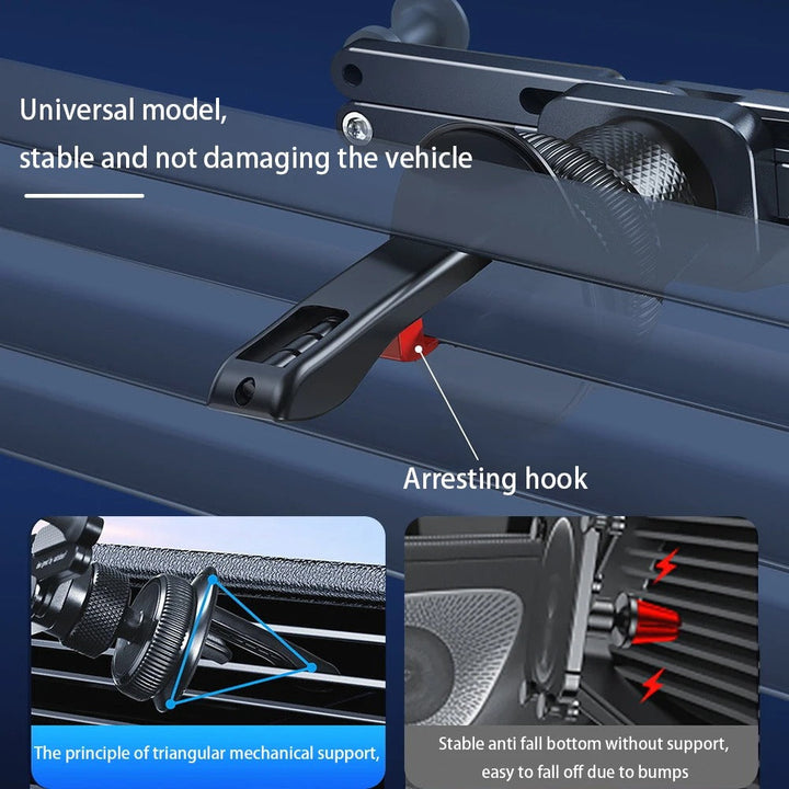 Air vent smartphone mount securely holding a device in portrait mode
