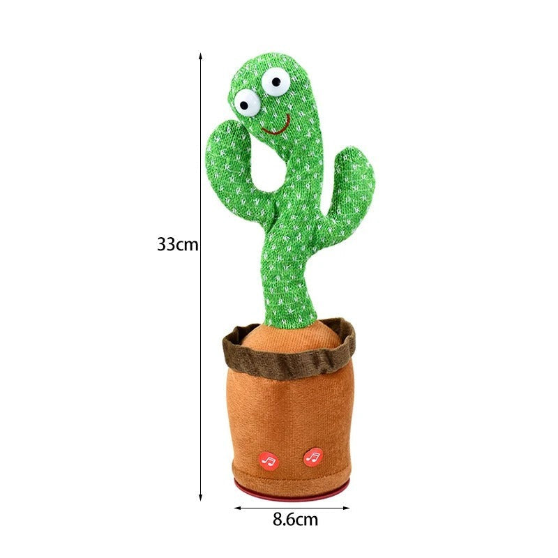Talking and dancing musical cactus electronic toy placed on a child's bedroom play table
