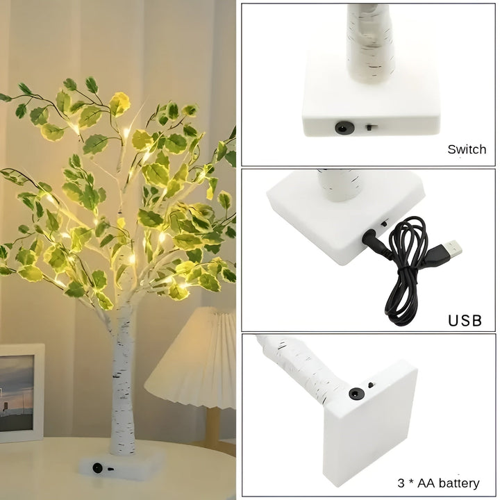 Decorative LED tree light for bedside table and bedroom lighting