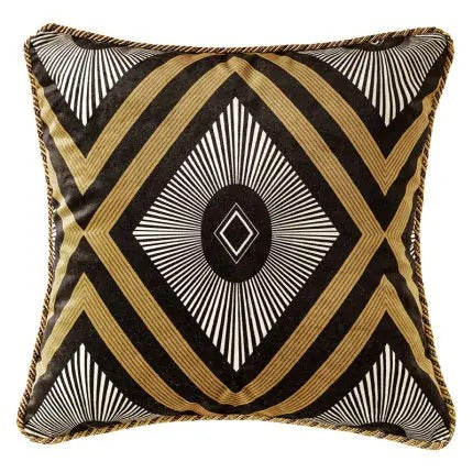 Decorative pillow cover close-up texture with gold bee print