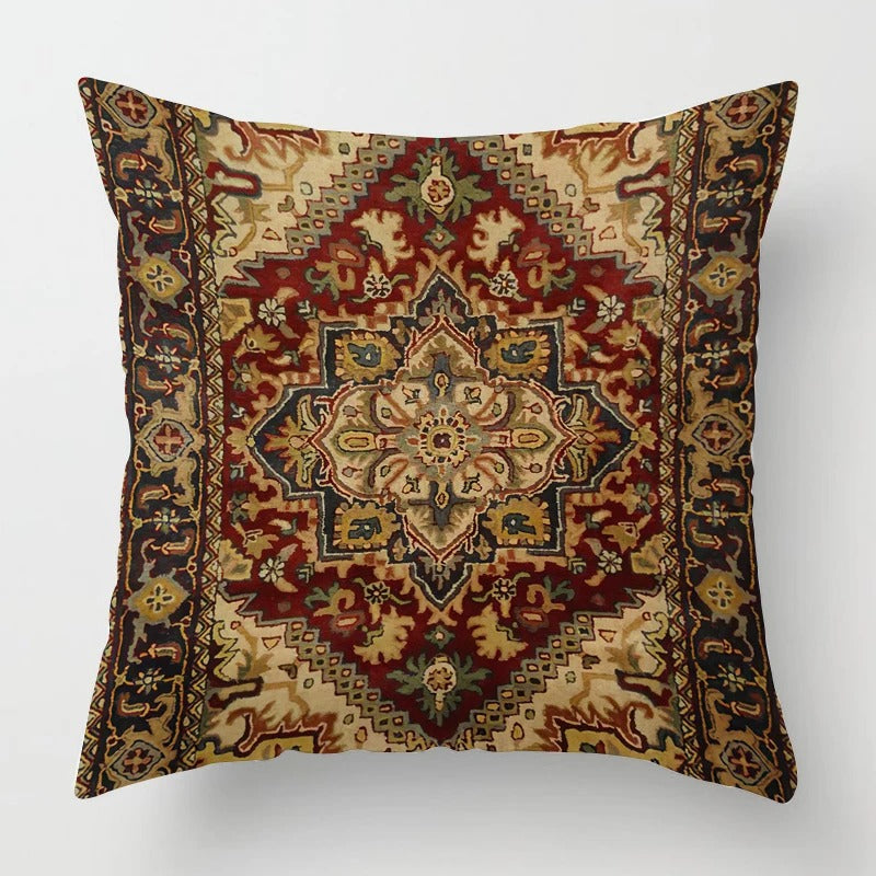 Stylized home accessory throw pillow showcasing artisan Moroccan craftsmanship and texture.