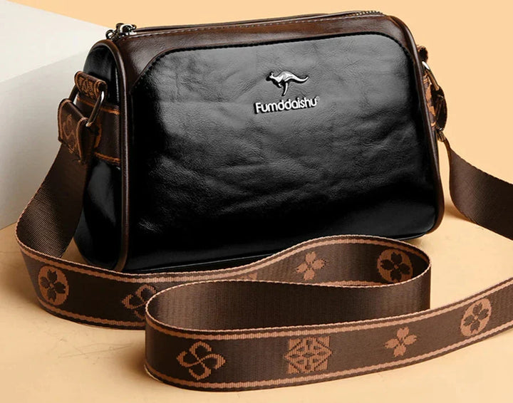 Black women's stylish shoulder bag on display