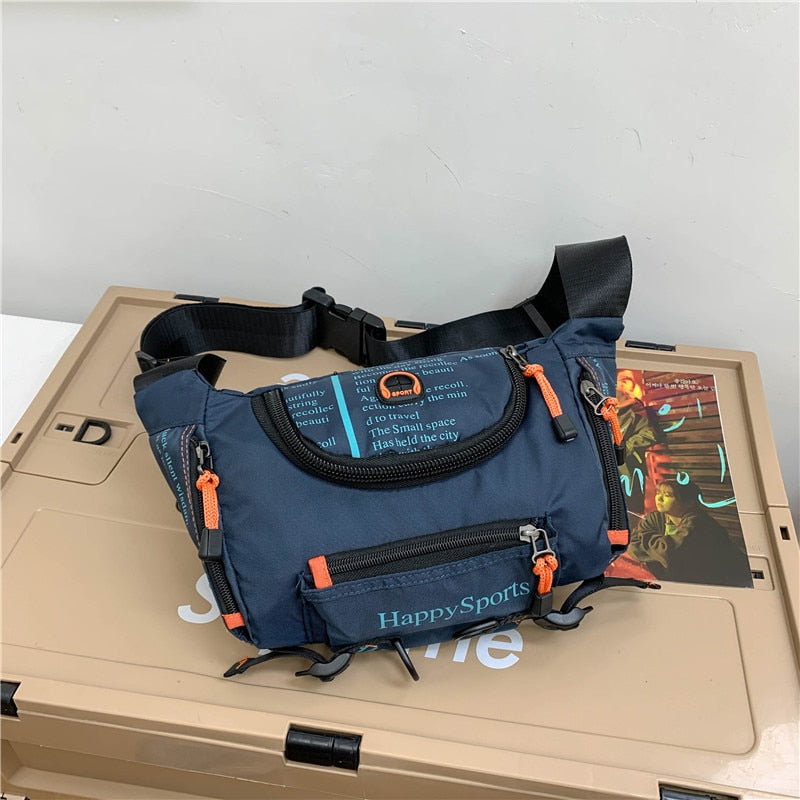 Blue men's multi-way water-resistant waist and sling bag