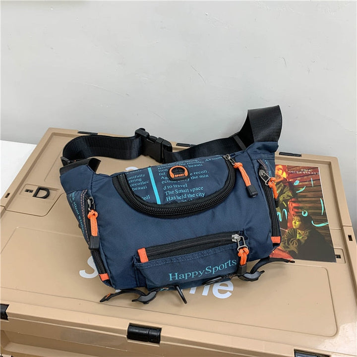 Blue men's multi-way water-resistant waist and sling bag