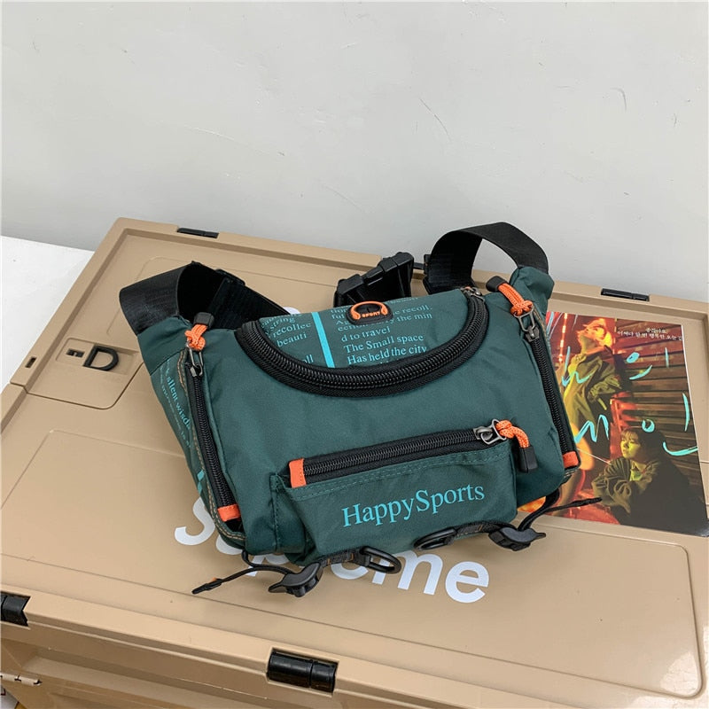 Dark green men's multi-way water-resistant waist and sling bag