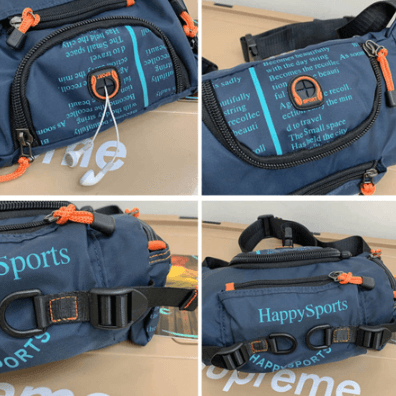 Versatile travel pack shown as a stylish chest bag with adjustable strap.