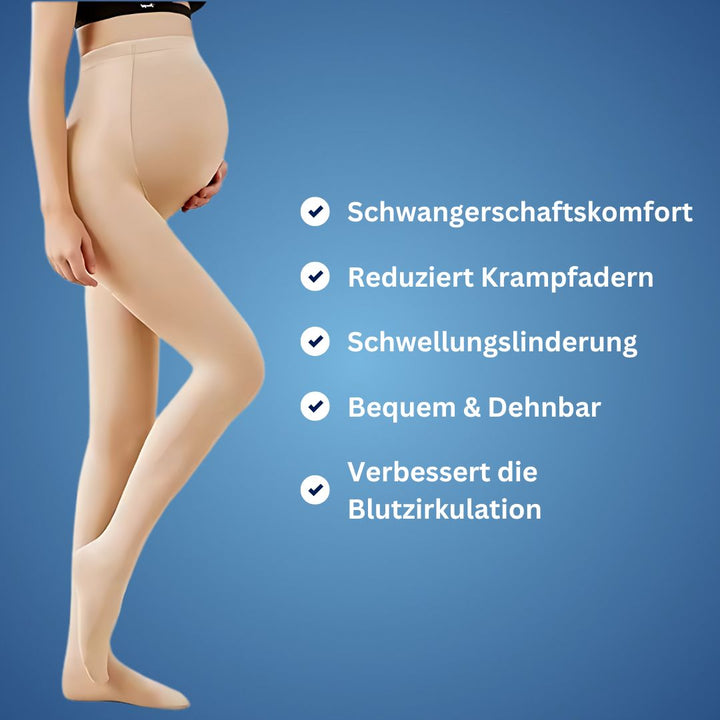 Side view of women's maternity compression tights for pregnancy support and anti-swelling.