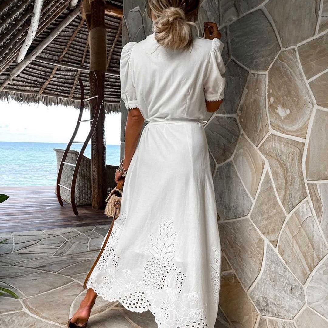 Model wearing casual wear maxi dress for women outdoors