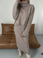 Solennea | Women’s Turtleneck Long Sleeve Midi Dress