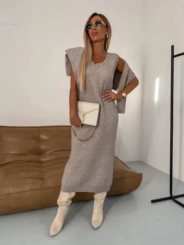 Solennea | Women’s Turtleneck Long Sleeve Midi Dress