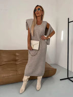 Solennea | Women’s Turtleneck Long Sleeve Midi Dress