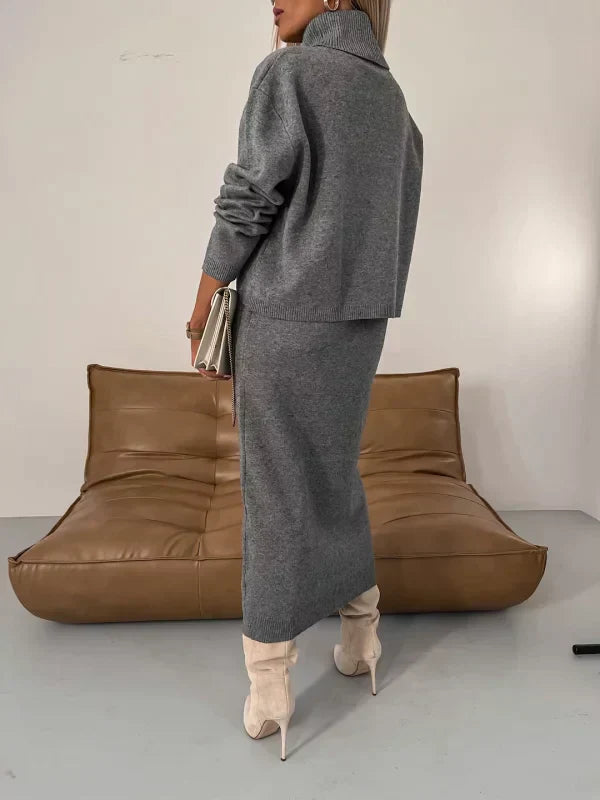 Solennea | Women’s Turtleneck Long Sleeve Midi Dress