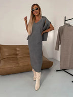 Solennea | Women’s Turtleneck Long Sleeve Midi Dress