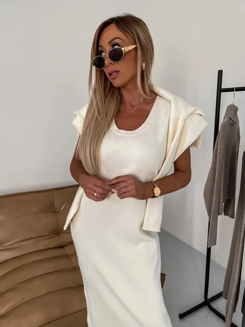 Solennea | Women’s Turtleneck Long Sleeve Midi Dress