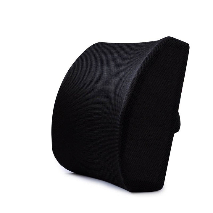 Side view of memory foam seat cushion and lumbar support pillow for office chair