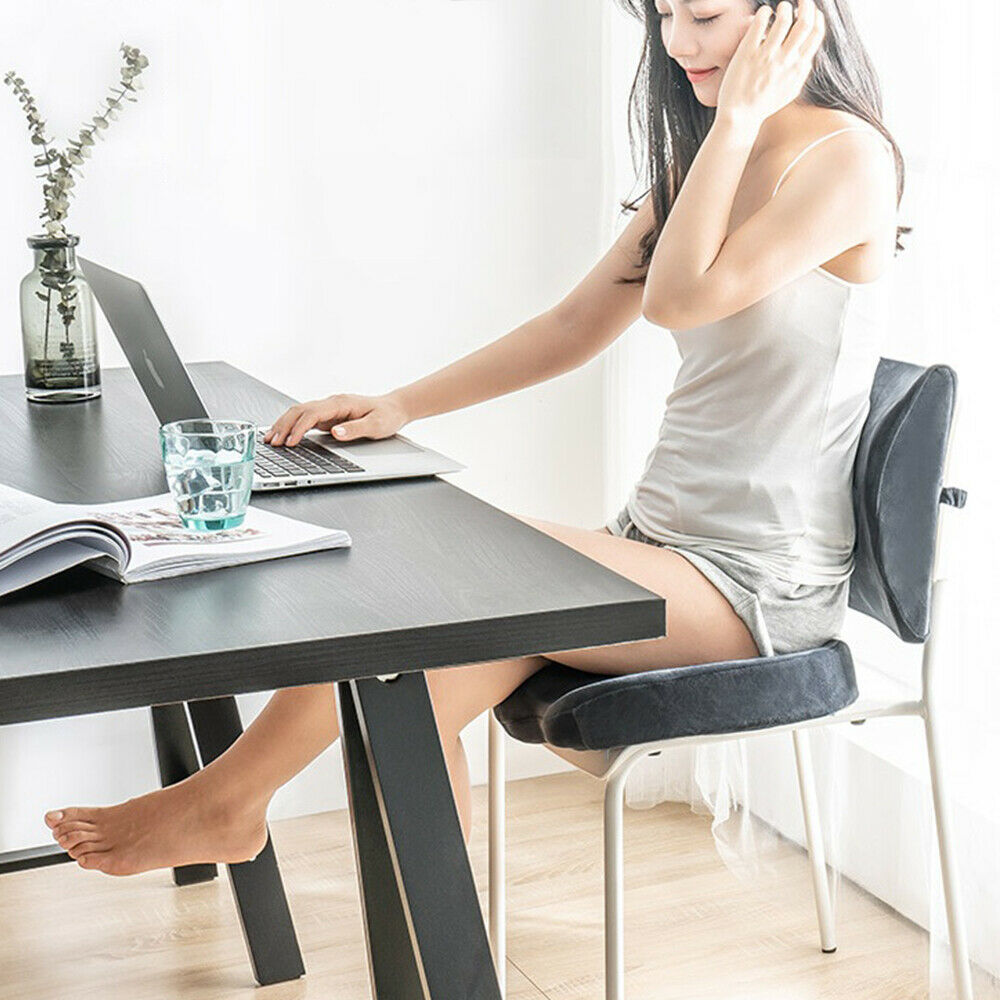 Posture corrector pillow and back support cushion set arranged for office use