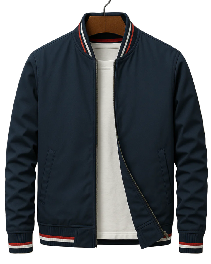 Mens classic bomber jacket with zipper in regular fit streetwear style