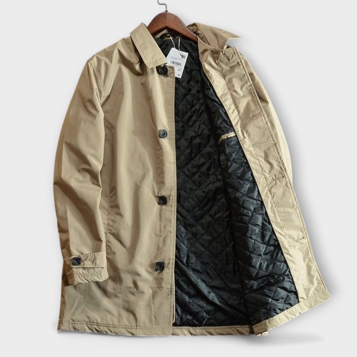 Mens classic car coat pocket detail for stylish winter style