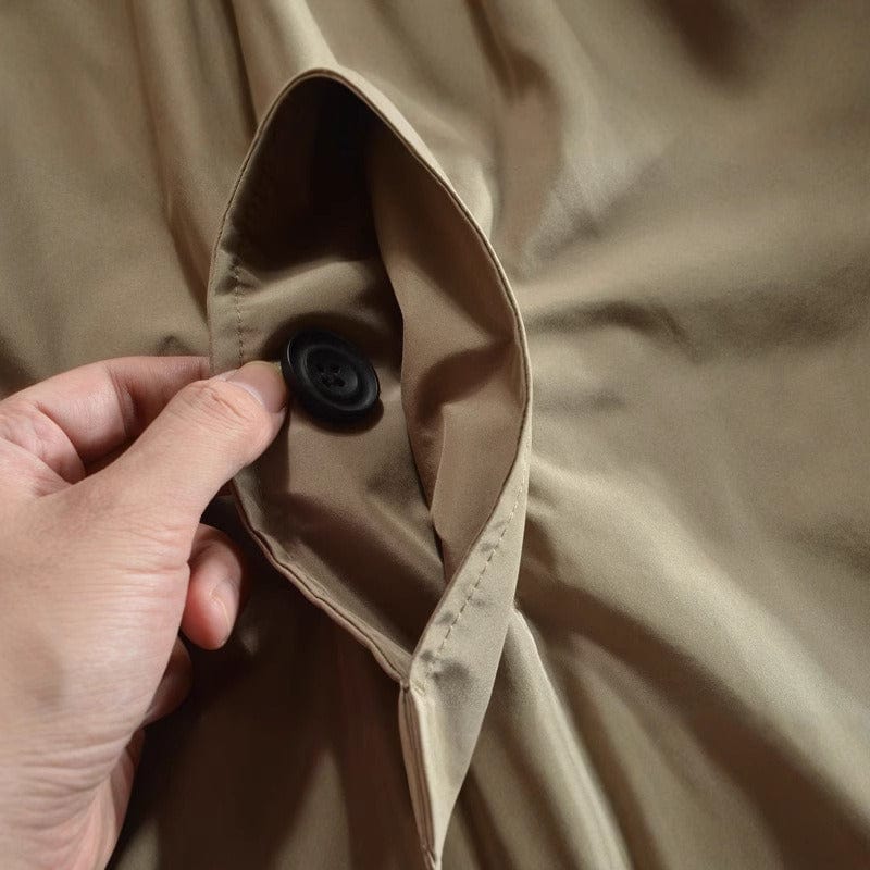 Interior lining view of mens winter car coat fashion outerwear