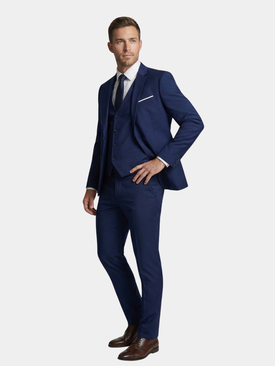 Tailored dress pants crease detail for mens wedding suit attire