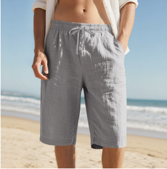 Mens casual knee length pull on shorts in relaxed fit for summer wear