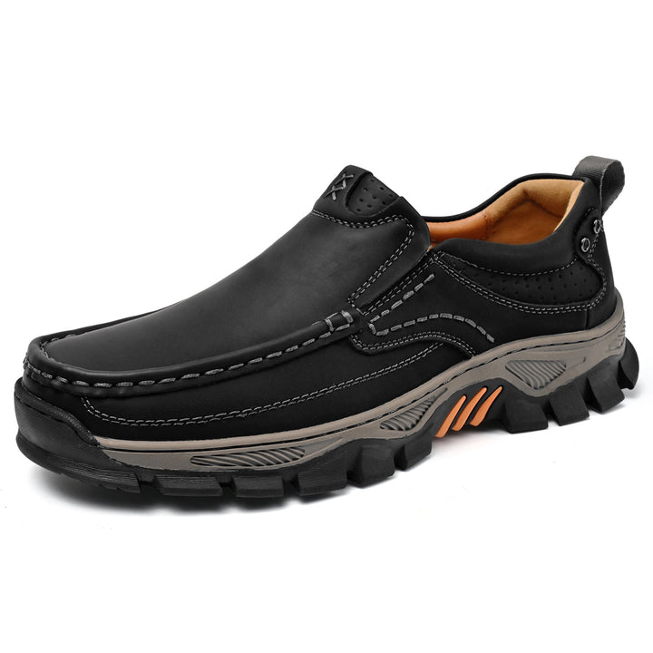 Men's black orthopedic transition boot side profile view