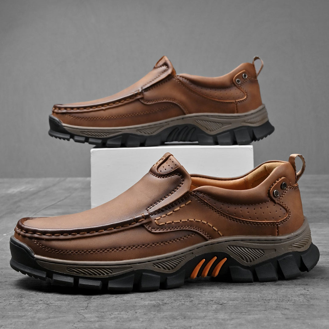 Men's casual supportive boots displayed from top angle highlighting cushioning