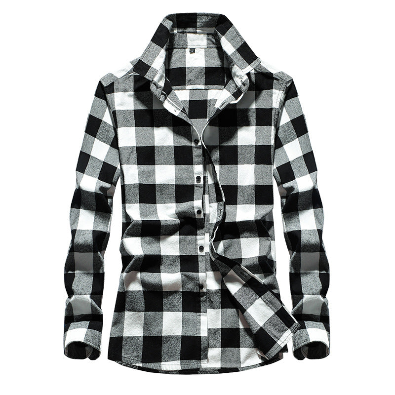 Casual plaid winter wear shirt for men featuring button front