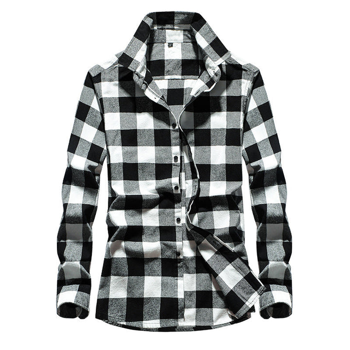 Casual plaid winter wear shirt for men featuring button front