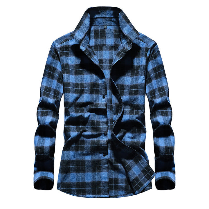 Soft cotton blend mens casual checked shirt in warm flannel