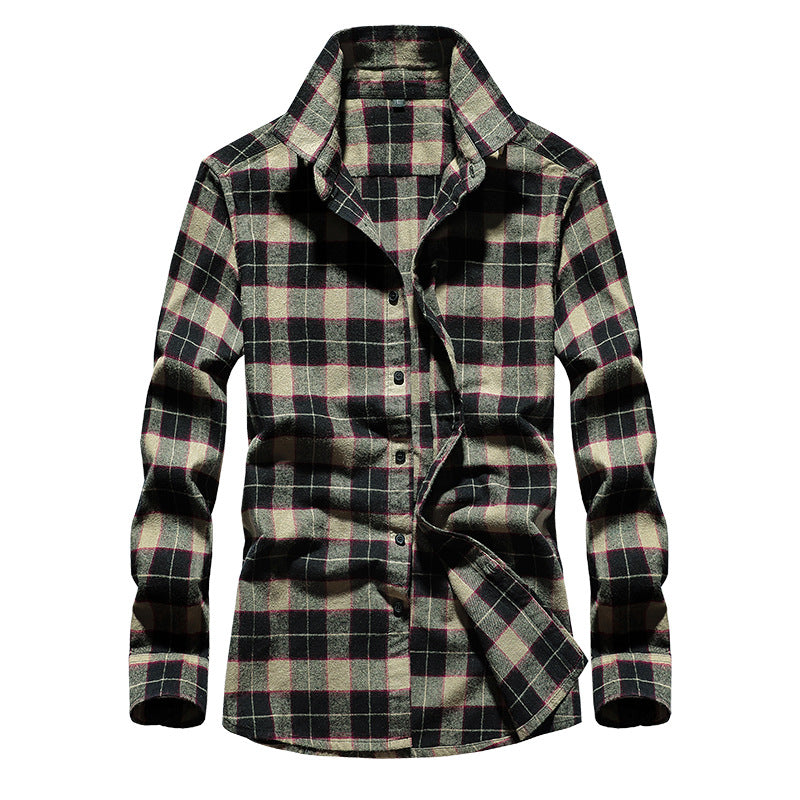 Stylish mens winter wear flannel shirt with traditional collar