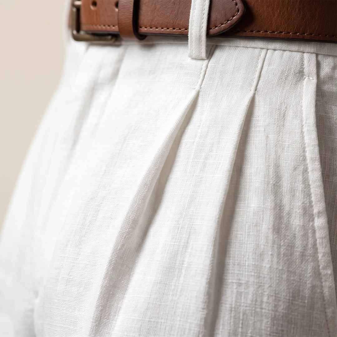 Full length shot of mens warm weather trousers styled for casual wear
