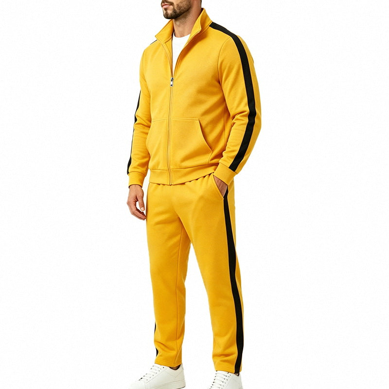 Athletic joggers and zip up jacket set for men in streetwear style