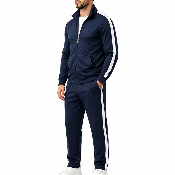 Mens fitness track suit showing ribbed cuffs and comfortable waistband