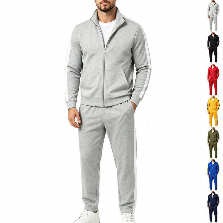 Back view of mens sports tracksuit set designed for active athletic wear