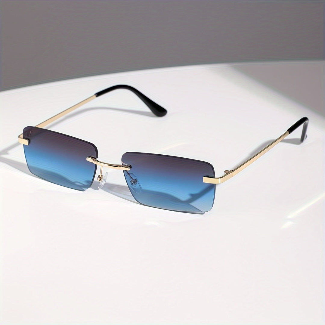 Frameless sunglasses for men with UV protection lenses and sleek metal temples