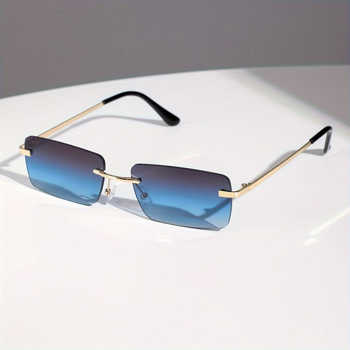 Frameless sunglasses for men with UV protection lenses and sleek metal temples