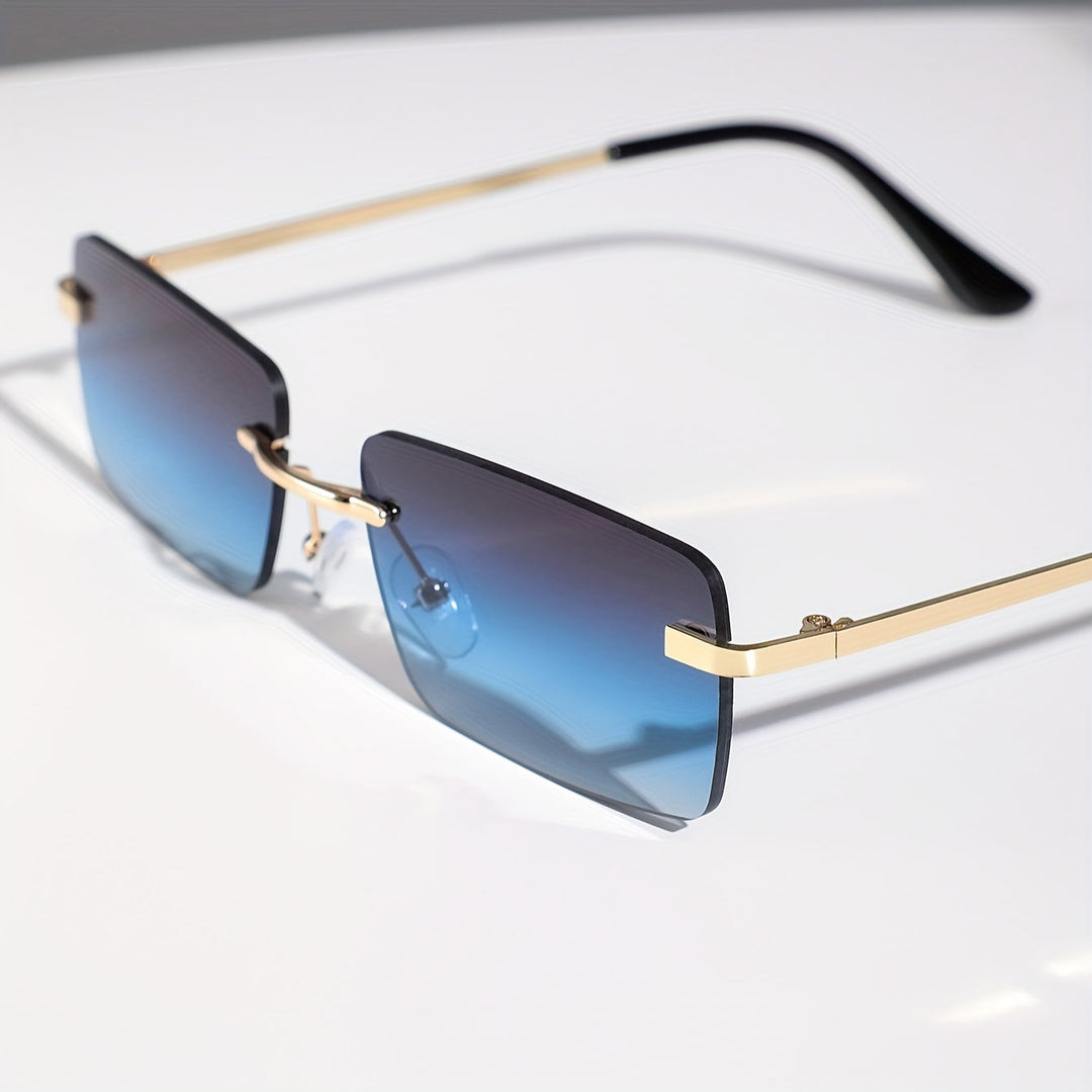 Side profile of men's metal frame UV blocking sunglasses for outdoor wear