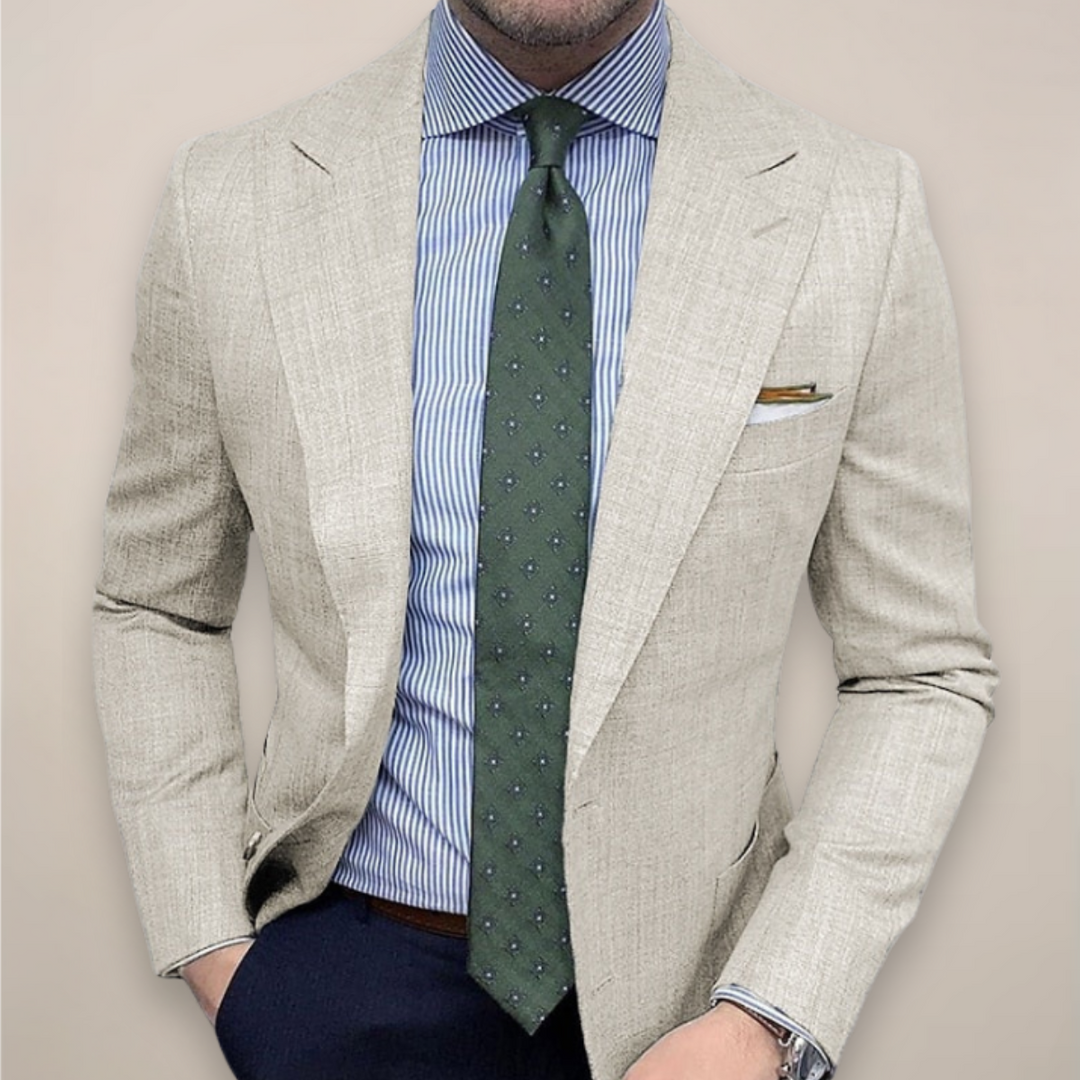 Close-up view of Light Grey textured sport coat styling