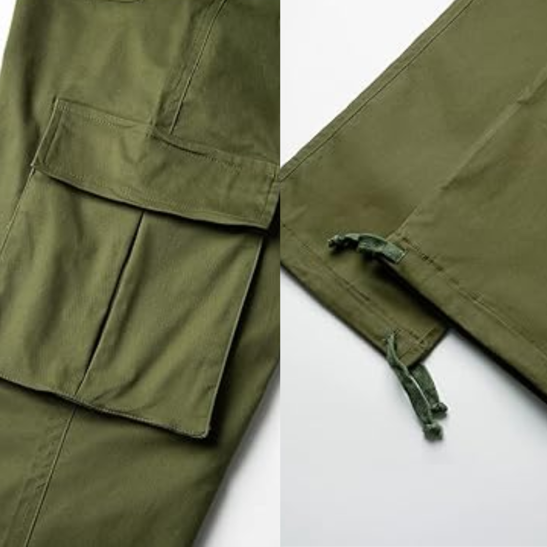 Full outfit display featuring men's comfortable cargo joggers and sneakers